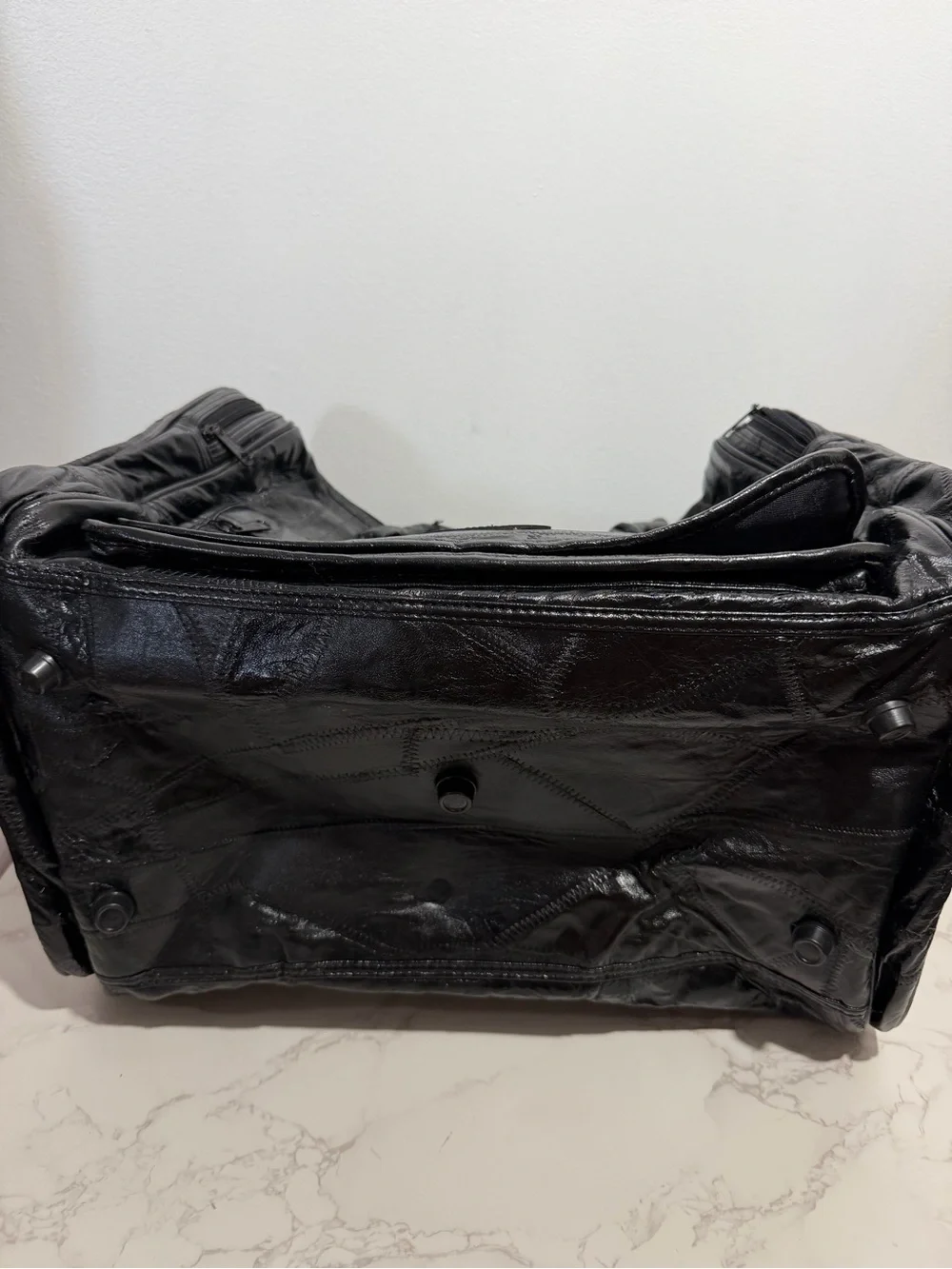 NWT Vintage Claire Chaise Collection Classic Black Leather Weekender Bag